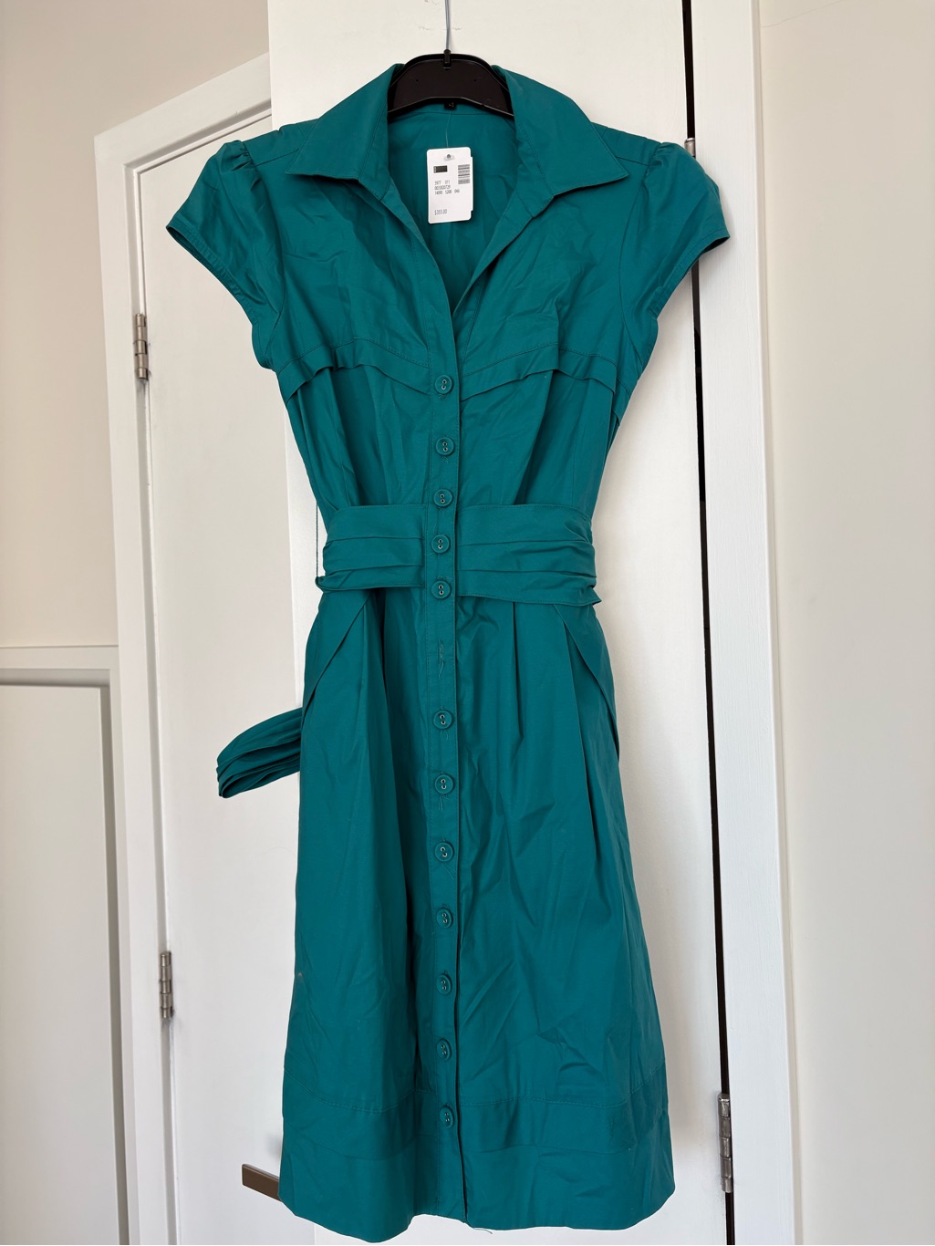 Nanette Lepore Teal Button-Front Midi Shirt Dress